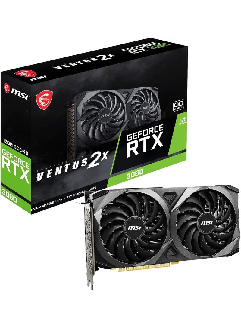 MSI GeForce RTX 3060 Ventus 2X 12G OC, Gaming Graphics Card - NVIDIA RTX 3060, 12GB GDDR6 Memory, 192-bit, 15 Gbps - Image 1